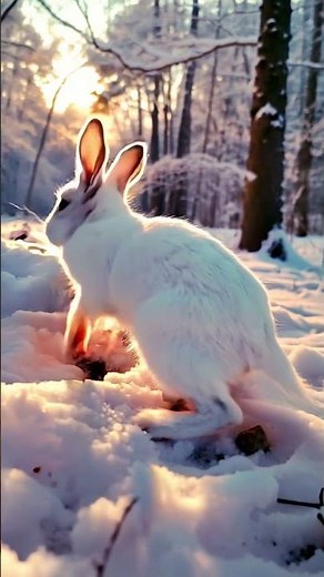 Graceful Rabbit Hopping Through Snow | Relaxing Winter Wildlife Video