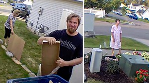 23M views · 49K reactions | The family next door has been documenting their Karen neighbor's constant policing of their property lines, like when the neighbor used cardboard to seperate their lawns | Cheezburger | Facebook