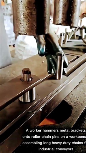 Manual Assembly of Industrial Conveyor Chain Links