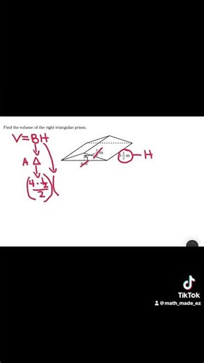 Finding the volume of a triangular prism made easy. #MathMadeEZ