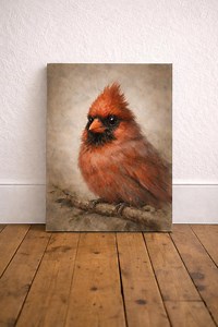 Vintage Cardinal Bird Oil Painting, Little Lovebird Nursery Print, Cardinal Decor (digital Download) - Etsy