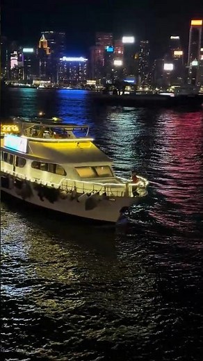 Night View from Victoria Harbour | Stunning Yacht Lights | Hong Kong | 4K