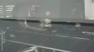 computer equipment, automatic assembly of components. a robot in technological production prints a card in automatic mode. production of microchips and motherboards. printed electronic circuits.