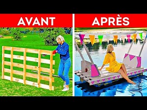 Incroyable radeau bricolé à partir d'une énorme palette