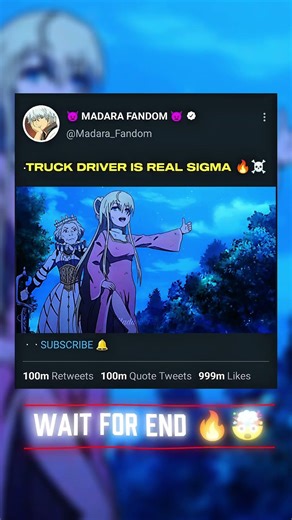 Truck Driver Is Real Sigma 🔥☠️ #anime #shorts #animeedit