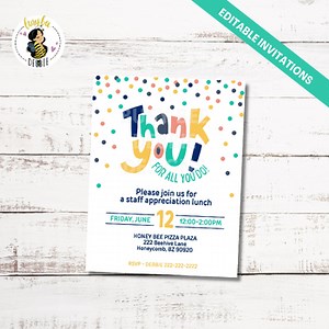 Thank You Staff Lunch Flyer or Invitation Template  | Appreciation Lunch