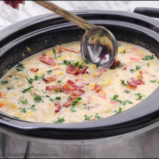 54M views · 100 reactions | SLOW COOKER Corn Chowder! The perfect...