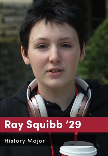Why Arcadia? For Ray '29, it all started with a tour. After visiting campus three times, something just clicked. They began to feel at home and could truly picture themselves here. What stood out most was the diverse and welcoming LGBTQIA community. That sense of belonging made all the difference and ultimately helped Ray decide that Arcadia was the right fit.