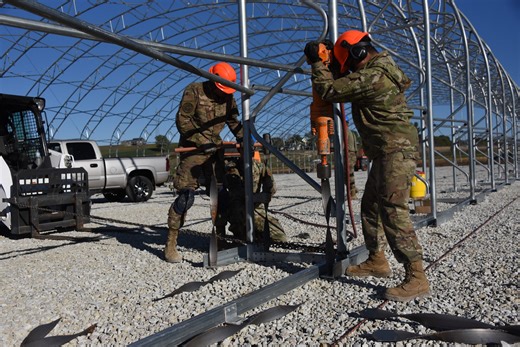 Iowa Airmen build huge fabric structure in preparation for DOD Readiness Training project