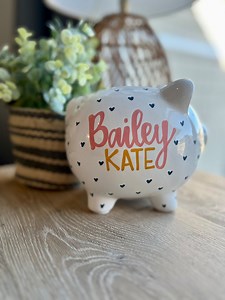 Personalized Piggy Bank: Hand-painted Ceramic Nursery Decor for Girls, Boys - Etsy