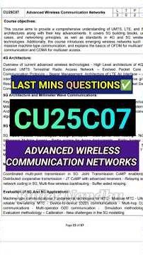 Advanced Wireless Communication Networks(CU25C07)#cu25c07 #wirelesscommunication #ece #cu25c07#r2025