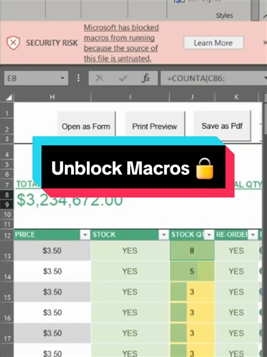 Unblock and enable macros for downloaded templates in excel##exceltemplates #exceltips #exceltricks #excelmaster