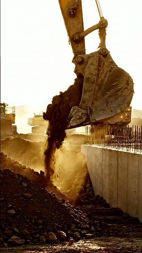 Massive Excavator at Work: Earthmoving Power on the Construction Site! 🏗️