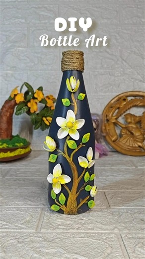 DIY Pista Shell Bottle Art | Easy Bottle Decoration Craft #shorts #viral #trending #art&craft #art