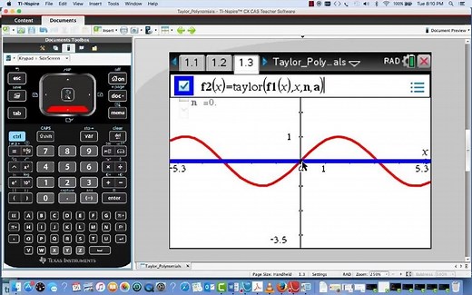 Taylor Polynomials on the TI Nspire CX CAS 在TI图形计算器研究泰勒多项式