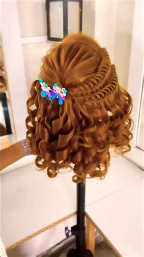 Water fall braid with classic curls ✨❣️ #hairdo #hairstyle #hair #braidstyles #trending