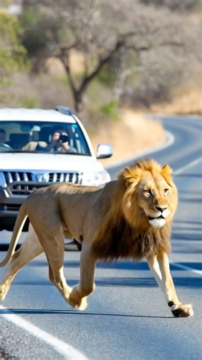 Lion Stops Traffic on Safari Road | Incredible Wildlife Moment 4K