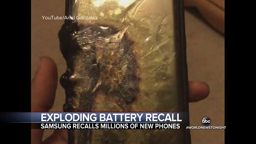 EXPLODING BATTERY? Samsung US is at the center of a massive recall after 35 reports of batteries exploding in Galaxy Note 7 phones. Rebecca Jarvis reports. | ABC World News Tonight with David Muir