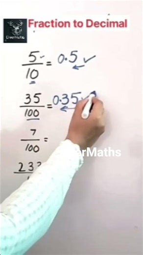 Fraction to Decimal | How to convert Fraction to Decimal DeerMaths #maths #trending #shorts