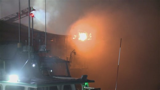 Massive fire on Portland Pier appears to die down, heavy smoke still present