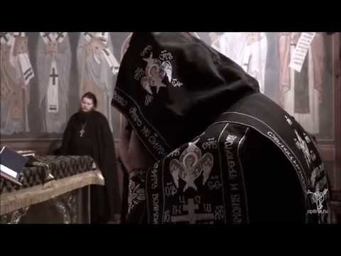 Orthodox Christian Great Schema Monk attends Divine Worship