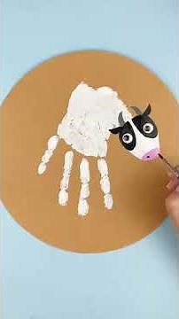 How to make Hand Painting for Kids | Easy Handprint Cow #DIY #Shorts