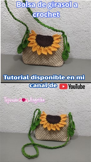 Un diseño práctico, llamativo y muy fácil de tejer. Esta bolsa de girasol a ganchillo es perfecta para uso diario o para regalar. Mira el tutorial completo en mi canal de YouTube. Apóyame reaccionando, comentando y compartiendo este video. Guárdalo si quieres tejerla más adelante. #crochet #tejido #moda #viral #crochetlovers #fblifestyle | Labores angelika