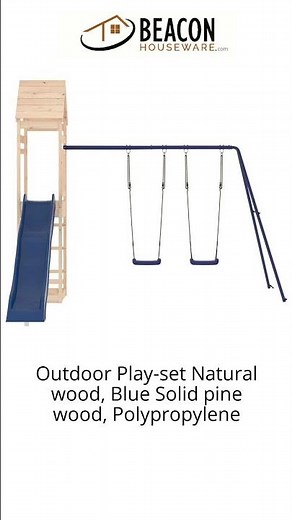 Outdoor Play-set Natural wood Blue Solid pine wood Polypropylene