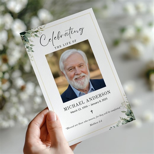 Watercolor Christian Funeral Program Template Editable in Canva Printable Memorial Service With Scripture and Obituary - Etsy Australia