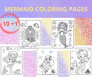 Mermaid Coloring Pages, Mermaid Coloring Pages for Kids, Printable Coloring Pages, Kids Coloring Pages, Girls Coloring Pages, Mermaid Sheets - Etsy