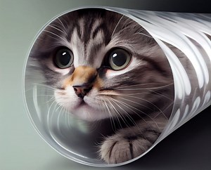 Cat becomes shape-shifter in order to squeeze through long, narrow tube (video)