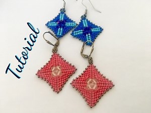 How to make Flat peyote Square Earrings (TUTORIAL)