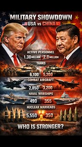 🇺🇸 United States vs 🇨🇳 China — Military Comparison (2025-2026 estimates) 1. Overview & Strategic Roles United States: Maintains the world’s most powerful and globally deployed military, focused on power projection, alliances, and deterrence across multiple regions. China: Rapidly modernizing to challenge U.S. dominance, especially regionally in the Indo-Pacific, with increasing capabilities aimed at Taiwan and South China Sea operations. --- 2. Defense Budgets USA: Roughly $880 billion – $1 