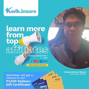 13 reactions | Join us this September 7 at 5PM and learn from Kwik.insure's top affiliates as they share tips and tricks in maximizing earnings! Here's Puka the villonaire, one of our top affiliates, inviting to join our session!  Register here for free: https://bit.ly/38hW5bv See you there! Follow his social media accounts: https://www.youtube.com/c/pukathevillonaire https://www.facebook.com/pukathevillonaire | KwikCare | Facebook
