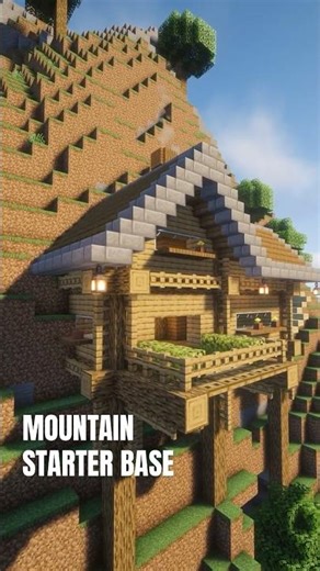 Survival Minecraft Mountain Starter Base Idea #minecraftbuilds #minecraft #mountainhouse