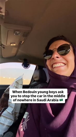 Charline Ribotta | Overlander on Instagram: "And this is why they stopped me 😳 On my way back to the desert, a hundred kilometres North from the capital Riyadh, I got stop by these 2 little men screaming at me while overtaking my car. I could hear ‘Masha Allah your car! Your car! Stop please!’ And when I saw two giant smiles on the left, I obviously hit the side of the road straight away. They are Bedouins of today, and their oldest brother is driving them around (from what I tried to understan
