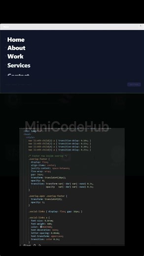 Animated Hamburger Menu | Morph & Clip-Path #HTML #CSS #JavaScript #WebDev #MiniCodeHub