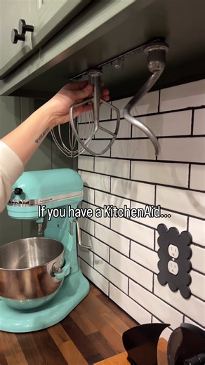 Literally a cabinet space saver! #kitchenaid #kitchenaidmixer #kitchenorganization #kitchenhacks #homestorage