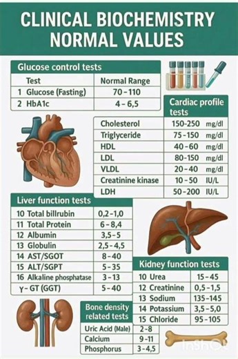 Clinical Biochemistry: Normal Reference Values #lab
