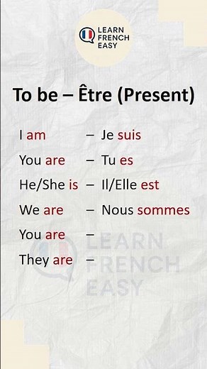 Learn French “Être” (To be) 🇫🇷✨ Apprendre le Francais #LearnFrench #FrenchForBeginners #Shorts