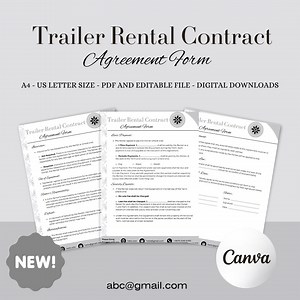 Trailer Rental Form, Trailer Agreement, Rental Contract, Rent Agreement, RV Trailer Rental, Camper Rv Rental, Motorhome Lease Form, Canva - Etsy