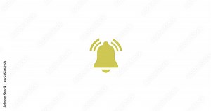 White background, notification bell and reminder for message, information and updates of social media. Gold icon, motion graphic and alarm as alert, news and website emoji of page with mockup