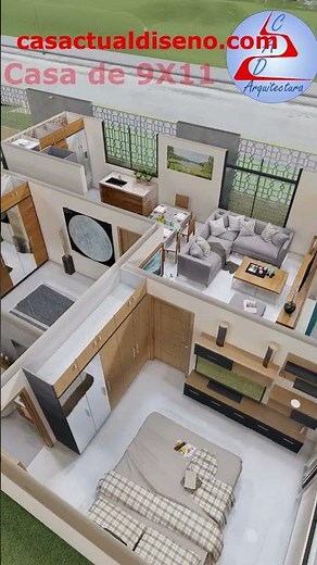 CASA DE 9x11 Metros con 2 DORMITORIOS #arquitectura #casasecologicas #casa