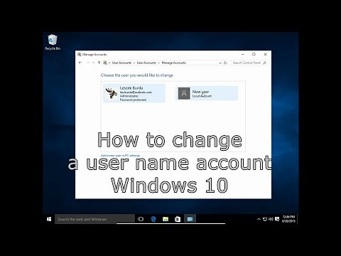 How to change user name account in Windows 10