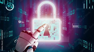 MLP Futuristic robot artificial intelligence revolutionary AI technology development and machine learning concept. Global robotic bionic science research for future of human life. 3D rendering graphic