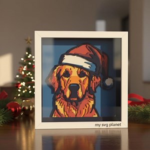 Santa Hat Dog 3D Layered Shadow Box SVG, Holiday Pet Papercut Light Box, Christmas Dog Cut File for Cricut Silhouette, 3D Winter Layered SVG - Etsy