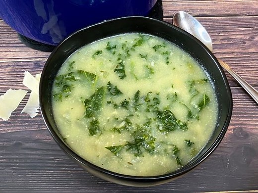Creamy Polenta Soup With Kale And Parmesan - Savory Saver