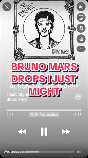 @Bruno Mars OFFICIALLY DROPS THE FIRST SINGLE OF THE ROMANTIC! I Just Might will be on repeat todaaay! #brunomars #theromantic #theromantictour