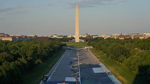 Trump drives across Lincoln Memorial Reflecting Pool to inspect new blue coating he's putting on it