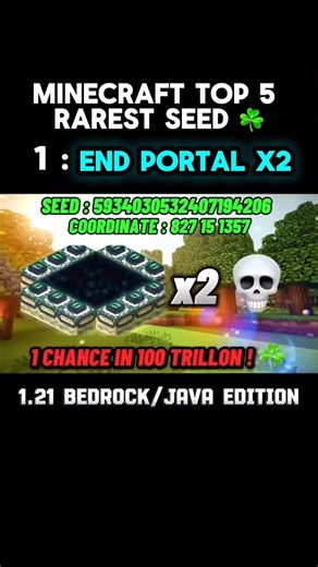 Minecraft Top 5 Rarest Seed 💀 #Minecraft #MinecraftSeed